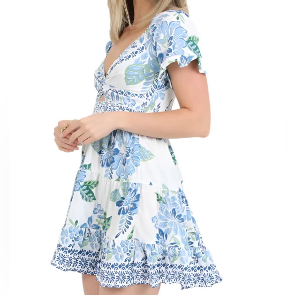 Angie Floral Knotted Mini Dress - Picture 2 of 9